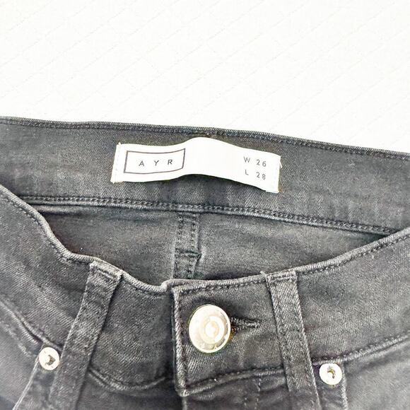 AYR The Chiller Black Denim Jeans Skinny Raw Hem Zip Fly Size 26 x 28 - Picture 6 of 9